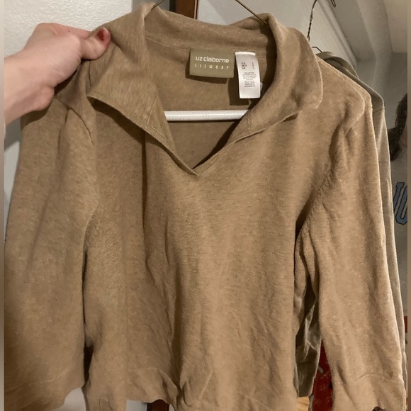 Brown Collard Crop Top - Picture 1 of 4